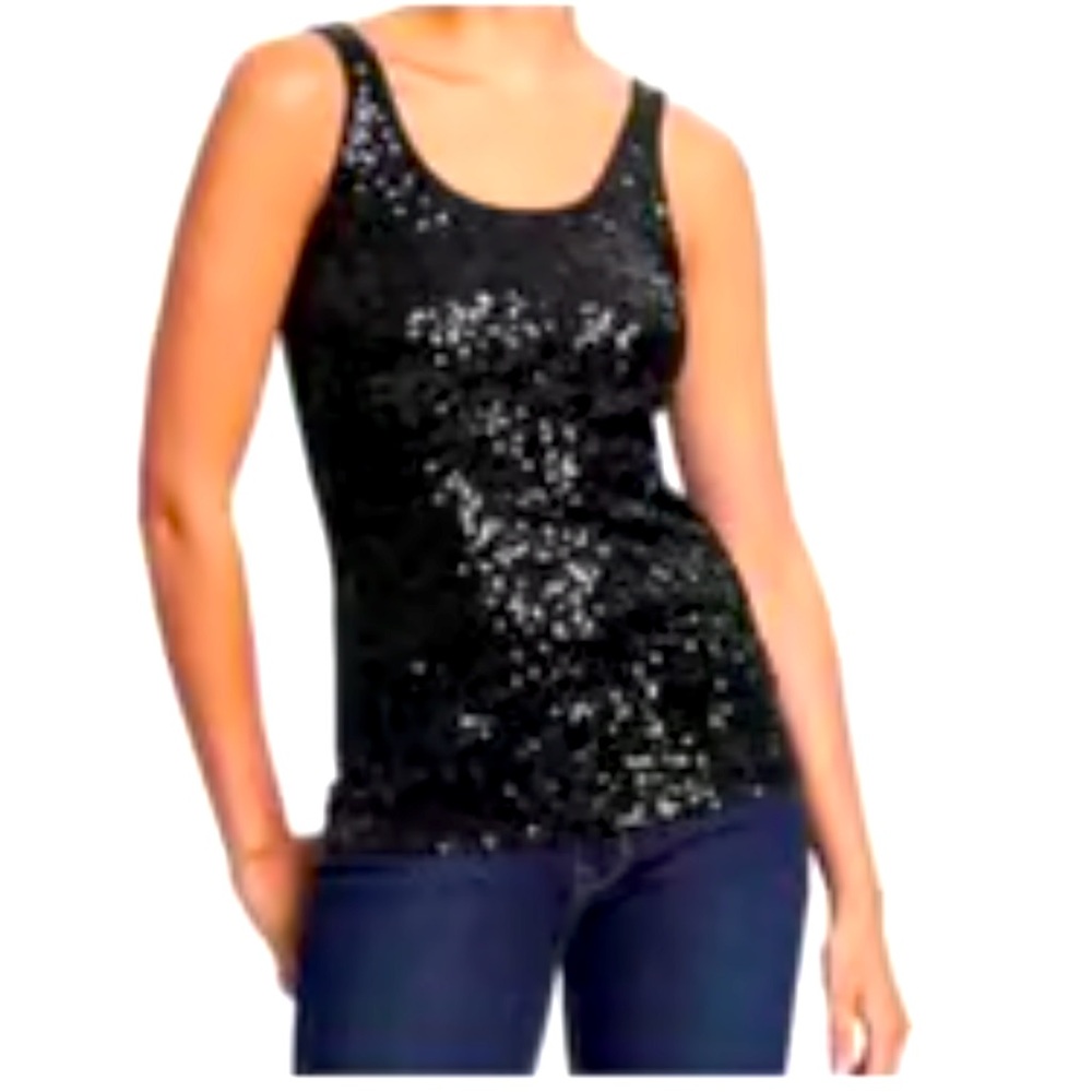 WD NY Sequin tank top with exposed back zipper